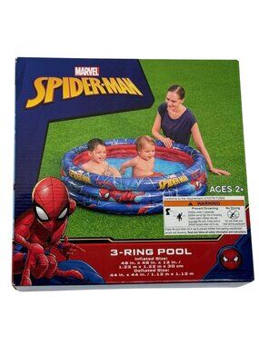 Marvel Spider-Man Kiddie Pool 48" 3-Ring Inflatable Outdoor Pool New